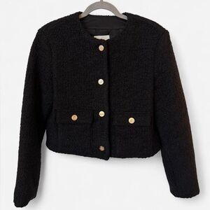 Abercrombie & Fitch Black Textured Jacket with Gold Button